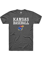 Rally Kansas Jayhawks Charcoal Baseball Stacked Short Sleeve T Shirt