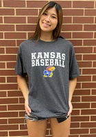 Rally Kansas Jayhawks Charcoal Baseball Stacked Short Sleeve T Shirt