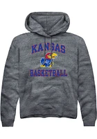 Rally Kansas Jayhawks Mens Charcoal Basketball Number One Long Sleeve Hoodie