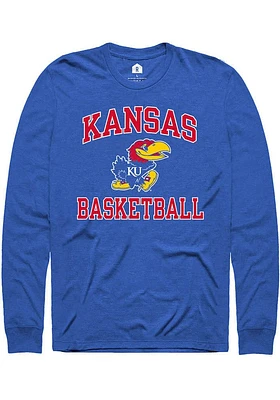 Rally Kansas Jayhawks Blue Basketball Number One Long Sleeve T Shirt