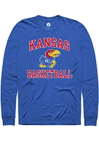 Rally Kansas Jayhawks Blue Basketball Number One Long Sleeve T Shirt