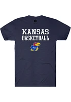 Rally Kansas Jayhawks Navy Blue Basketball Stacked Short Sleeve T Shirt