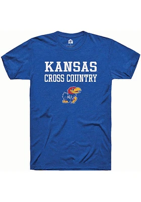Rally Kansas Jayhawks Blue Cross Country Stacked Short Sleeve T Shirt