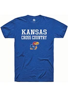 Rally Kansas Jayhawks Blue Cross Country Stacked Short Sleeve T Shirt