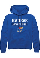 Rally Kansas Jayhawks Mens Blue Cross Country Stacked Long Sleeve Hoodie