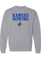 Rally Kansas Jayhawks Mens Grey Rowing Stacked Long Sleeve Crew Sweatshirt