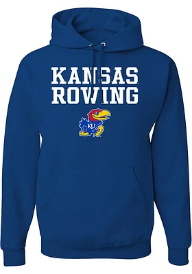 Rally Kansas Jayhawks Mens Blue Rowing Stacked Long Sleeve Hoodie