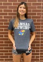 Rally Kansas Jayhawks Charcoal Rowing Stacked Short Sleeve T Shirt