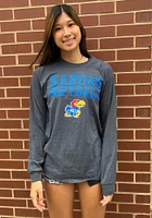 Rally Kansas Jayhawks Charcoal Softball Stacked Long Sleeve T Shirt