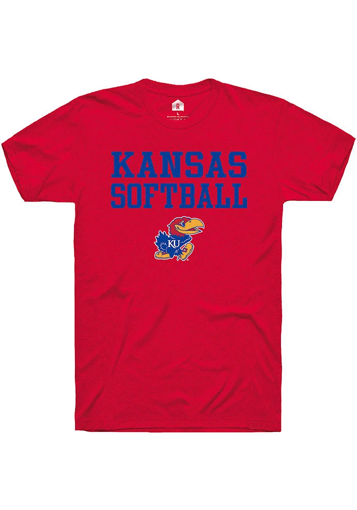 Rally Kansas Jayhawks Softball Stacked Short Sleeve T Shirt