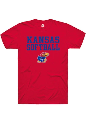 Rally Kansas Jayhawks Softball Stacked Short Sleeve T Shirt