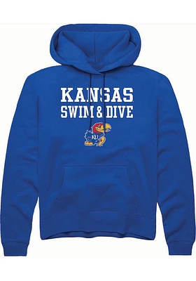 Rally Kansas Jayhawks Mens Blue Swim and Dive Stacked Long Sleeve Hoodie