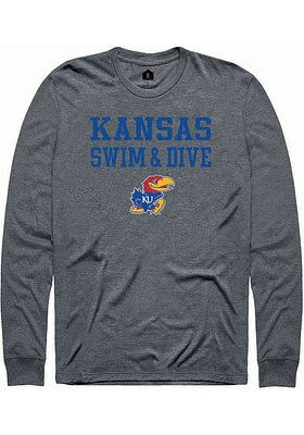 Rally Kansas Jayhawks Charcoal Swim and Dive Stacked Long Sleeve T Shirt