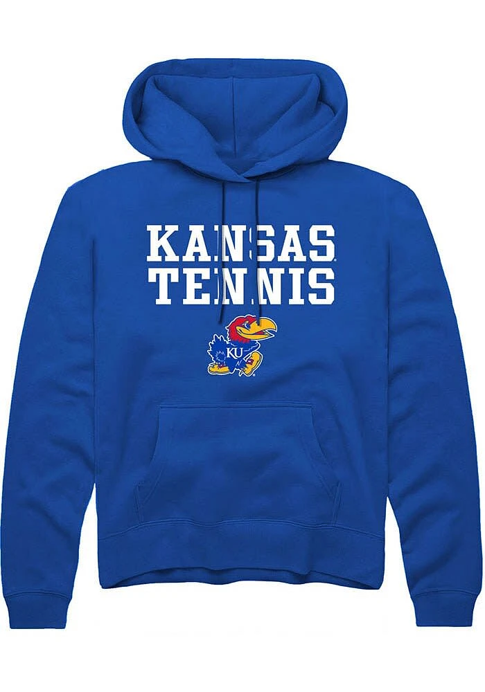 Rally Kansas Jayhawks Mens Blue Tennis Stacked Long Sleeve Hoodie