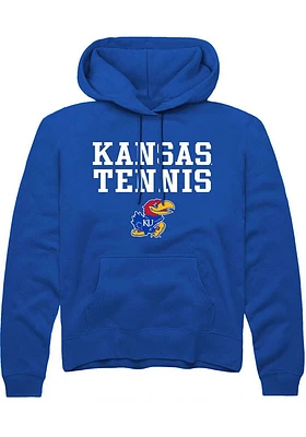 Rally Kansas Jayhawks Mens Blue Tennis Stacked Long Sleeve Hoodie