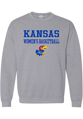Rally Kansas Jayhawks Mens Grey Womens Basketball Stacked Long Sleeve Crew Sweatshirt
