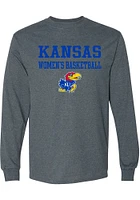 Rally Kansas Jayhawks Charcoal Womens Basketball Stacked Long Sleeve T Shirt