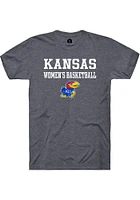 Rally Kansas Jayhawks Charcoal Womens Basketball Stacked Short Sleeve T Shirt