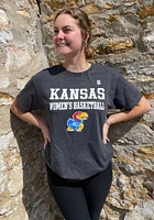 Rally Kansas Jayhawks Charcoal Womens Basketball Stacked Short Sleeve T Shirt