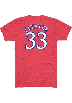Nadira Eltayeb Kansas Jayhawks Red Basketball Name and Number Short Sleeve Player T Shirt