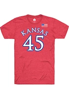 Chisom Ajekwu Kansas Jayhawks Red Basketball Name and Number Short Sleeve Player T Shirt