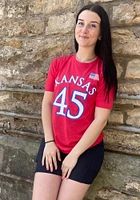 Chisom Ajekwu Kansas Jayhawks Red Basketball Name and Number Short Sleeve Player T Shirt