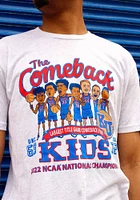 Kansas Jayhawks White Rally 2022 National Champions Come Back Caricature Basketball Short Sleeve P..