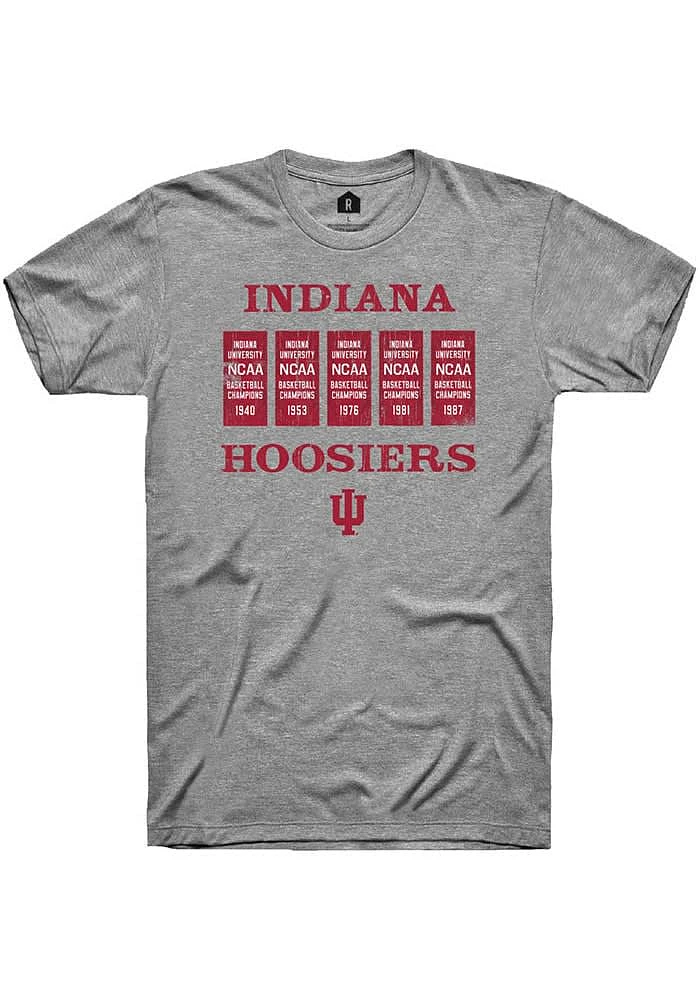 Rally Indiana Hoosiers Grey 5 Banners Short Sleeve T Shirt