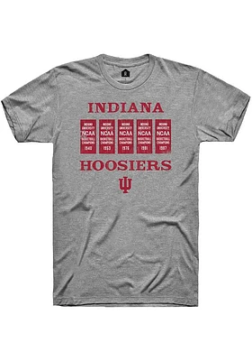 Rally Indiana Hoosiers Grey 5 Banners Short Sleeve T Shirt