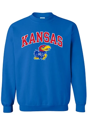 Rally Kansas Jayhawks Mens Arch Mascot Long Sleeve Crew Sweatshirt