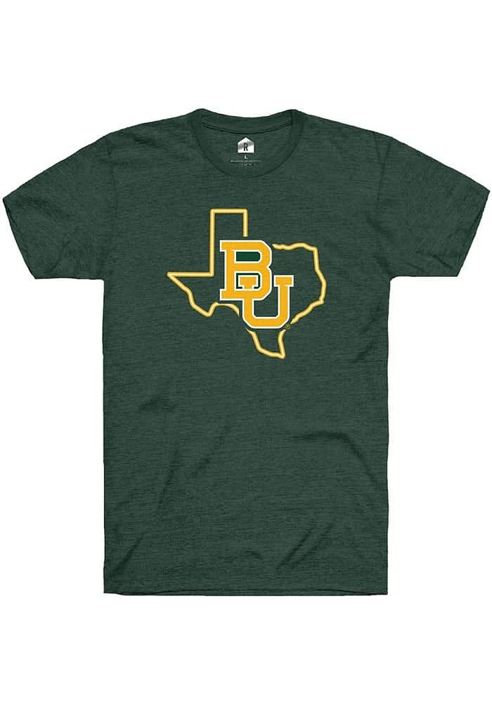 Rally Baylor Bears Green Triblend State Shape Short Sleeve Fashion T Shirt