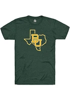 Rally Baylor Bears Green Triblend State Shape Short Sleeve Fashion T Shirt