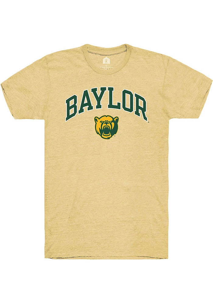 Rally Baylor Bears Gold Triblend Arch Mascot Short Sleeve Fashion T Shirt