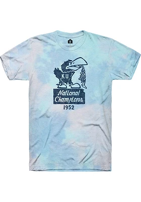 Rally Kansas Jayhawks Light Blue Tie Dye 1952 Short Sleeve T Shirt