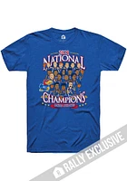 Rally Kansas Jayhawks Blue 2022 National Champions NIL Caricature Basketball Short Sleeve T Shirt