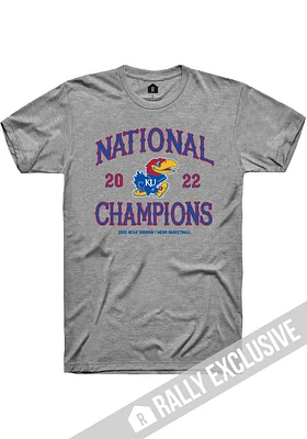 Rally Kansas Jayhawks Grey 2022 National Champions Circus Font Short Sleeve Fashion T Shirt