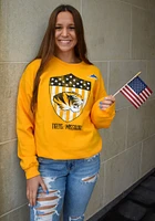 Rally Missouri Tigers Mens Gold Folds of Honor Shield Long Sleeve Crew Sweatshirt