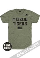 Rally Missouri Tigers Olive Folds of Honor Stencil Flag Short Sleeve Fashion T Shirt