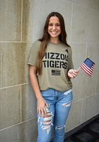 Rally Missouri Tigers Olive Folds of Honor Stencil Flag Short Sleeve Fashion T Shirt