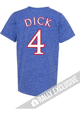 Gradey Dick Kansas Jayhawks Youth Blue Basketball Player Caricature Tee