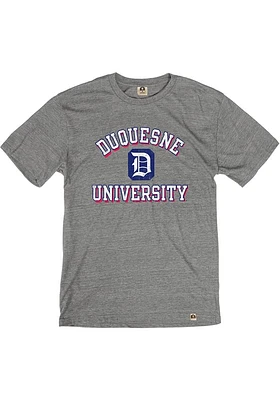 Rally Duquesne Dukes Grey Number One Short Sleeve Fashion T Shirt