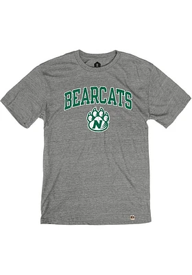 Rally Northwest Missouri State Bearcats Grey Distressed Arch Mascot Short Sleeve Fashion T Shirt