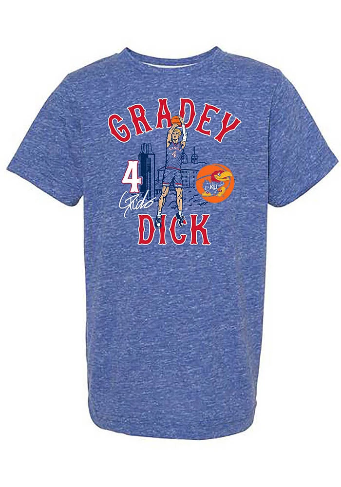 Gradey Dick Kansas Jayhawks Youth Blue Jump Shot Player Tee