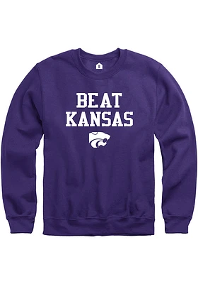 Rally K-State Wildcats Mens Purple Beat Kansas Long Sleeve Crew Sweatshirt
