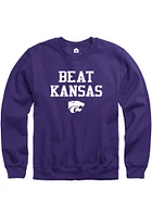 Rally K-State Wildcats Mens Purple Beat Kansas Long Sleeve Crew Sweatshirt