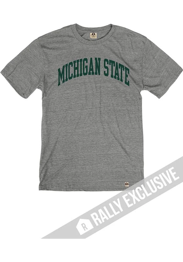 Rally Michigan State Spartans Grey Arched Name Short Sleeve Fashion T Shirt