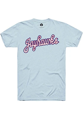 Rally Kansas Jayhawks Light Blue Script Short Sleeve Fashion T Shirt