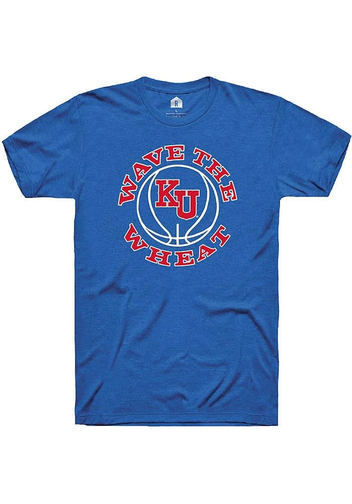 Rally Kansas Jayhawks Blue Wave the Wheat Short Sleeve Fashion T Shirt
