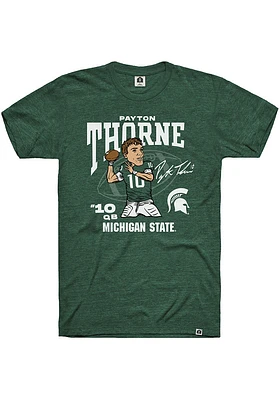 Payton Thorne Michigan State Spartans Green Football Caricature Short Sleeve Fashion Player T Shir..