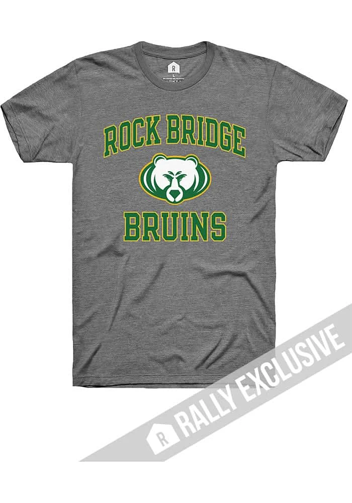 Rally Rock Bridge High School Grey Number One Design Short Sleeve Fashion T Shirt